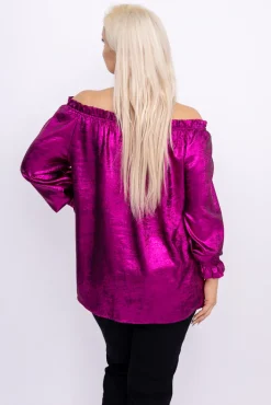Damskie Włoski Fuksjowa błyszcząca Bluzka ZOI