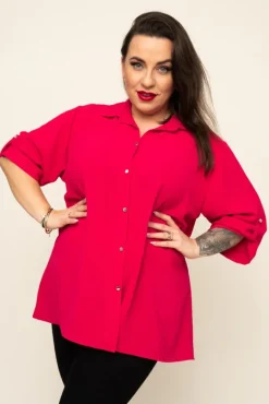 Damskie Polski Fuksjowa Koszula TIARO