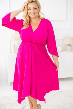 Polski Fuksjowa Sukienka asymetryczna DARLIN