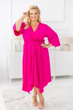 Polski Fuksjowa Sukienka asymetryczna DARLIN