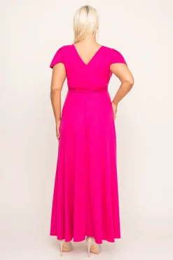 Polski Fuksjowa Sukienka brokatowa HESIO