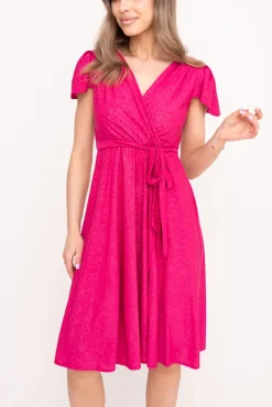 Polski Fuksjowa Sukienka brokatowa GENVELI