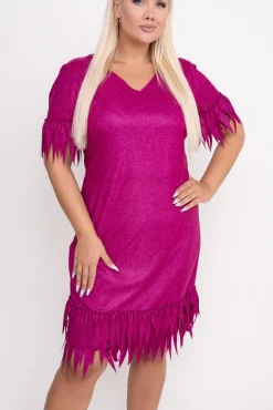 Polski Fuksjowa Sukienka błyszcząca INFLUENCER