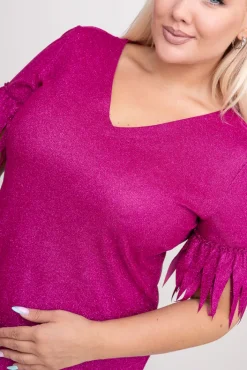 Polski Fuksjowa Sukienka błyszcząca INFLUENCER