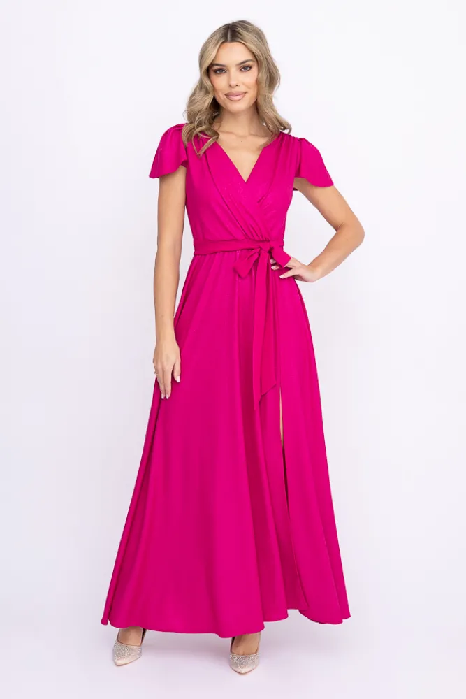 Polski Fuksjowa Sukienka błyszcząca SELIGA