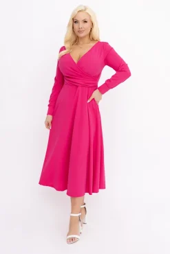Włoski Fuksjowa Sukienka FEZANTI
