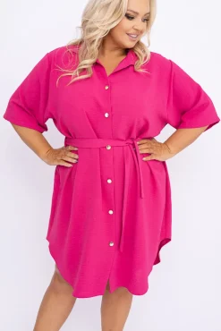 Polski Fuksjowa Sukienka koszulowa MERTINA