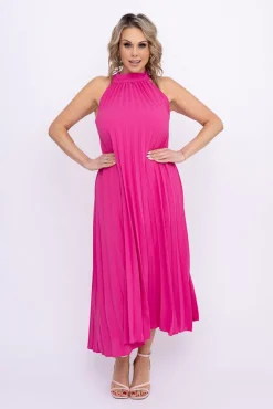 Włoski Fuksjowa Sukienka plisowana JAKARTA