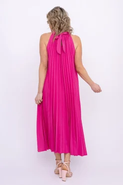 Włoski Fuksjowa Sukienka plisowana JAKARTA