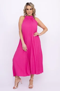 Włoski Fuksjowa Sukienka plisowana JAKARTA