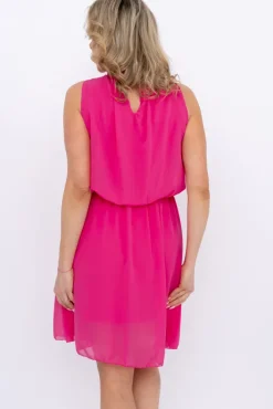 Włoski Fuksjowa Sukienka szyfonowa SILIEN
