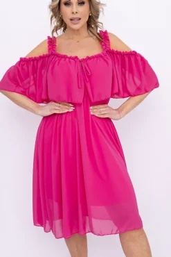 Włoski Fuksjowa Sukienka szyfonowa SEMENTIA