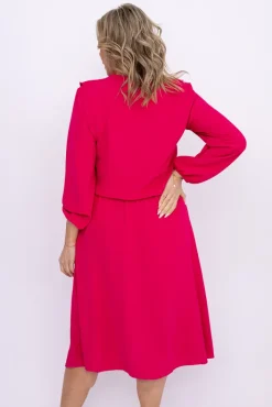 Włoski Fuksjowa Sukienka z żabotem BELIAMI