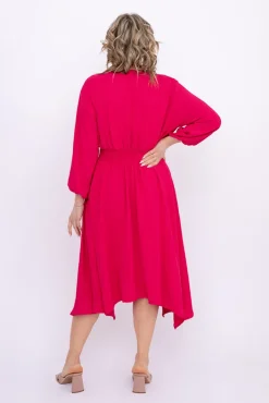 Polski Fuksjowa Sukienka z marszczeniem MILIO