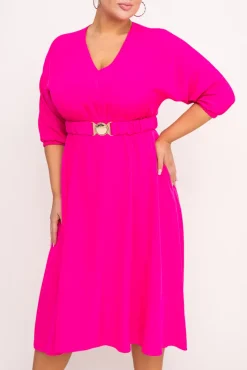 Polski Fuksjowa Sukienka z paskiem GESINA