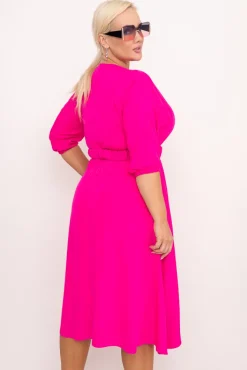 Polski Fuksjowa Sukienka z paskiem GESINA