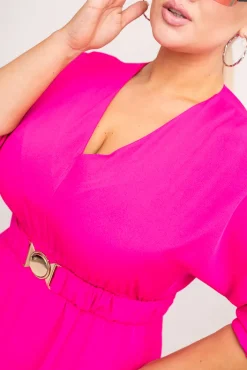 Polski Fuksjowa Sukienka z paskiem GESINA