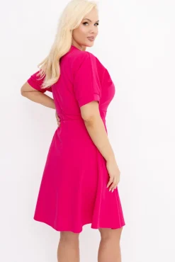 Włoski Fuksjowa Sukienka z wiązaniem DARKIA
