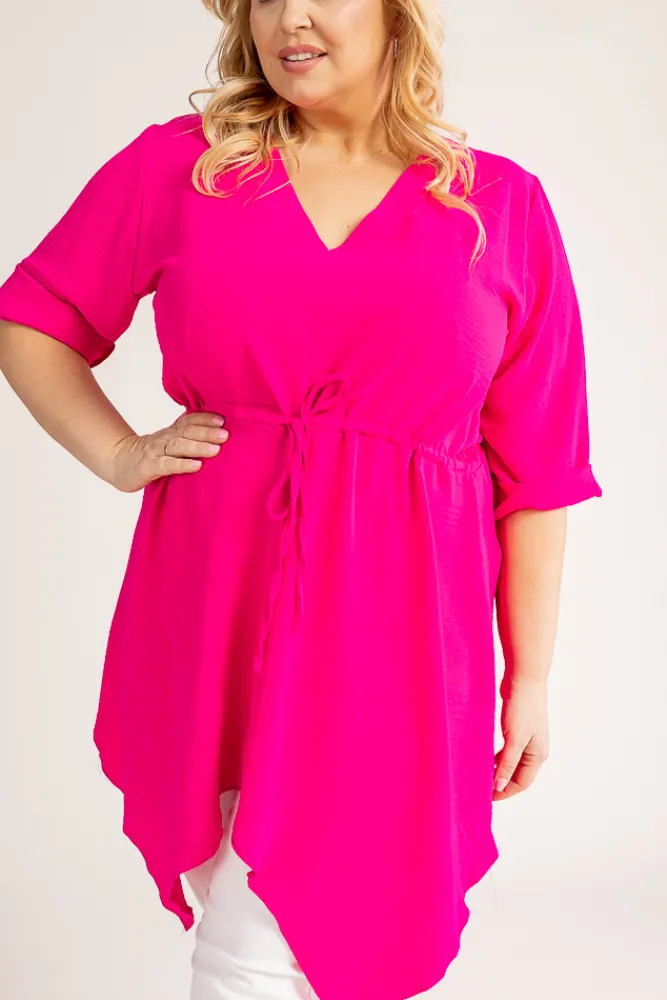 Damskie Polski Fuksjowa Tunika asymetryczna CLARIN