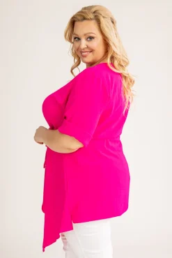 Damskie Polski Fuksjowa Tunika asymetryczna CLARIN