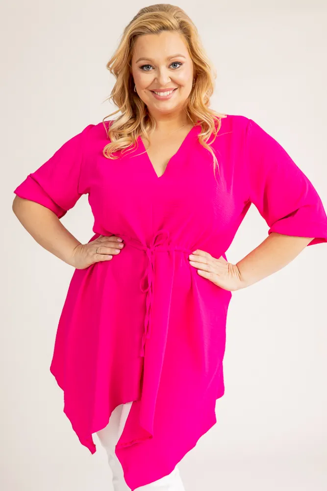 Damskie Polski Fuksjowa Tunika asymetryczna CLARIN