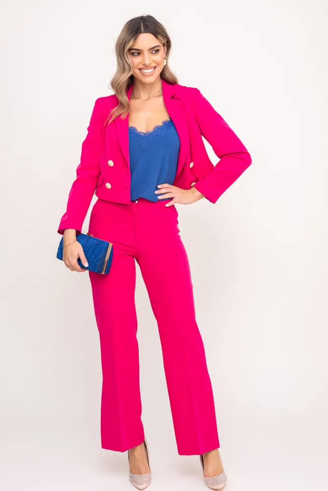 Damskie Polski Fuksjowe Spodnie garniturowe KENVI