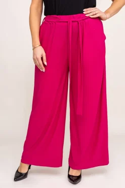 Damskie Polski Fuksjowe Spodnie kuloty brokatowe WIGIO