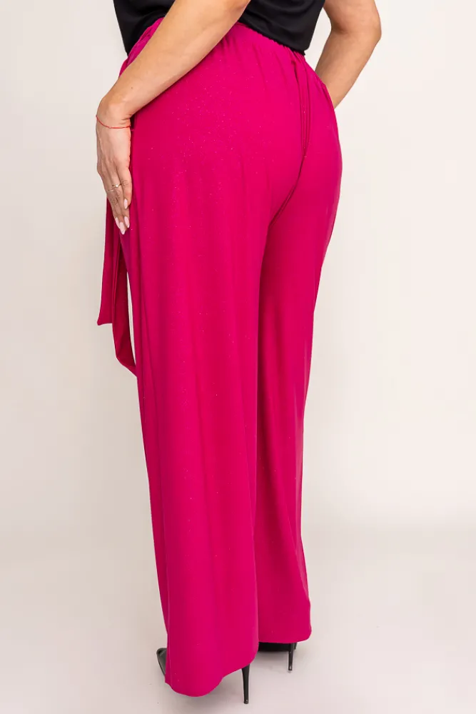 Damskie Polski Fuksjowe Spodnie kuloty brokatowe WIGIO