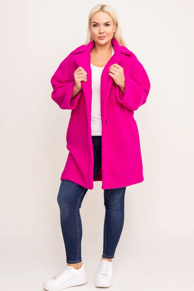Damskie Polski Fuksjowy Płaszcz MONERIM