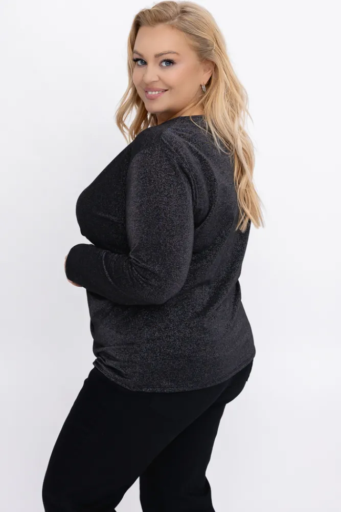 Damskie Włoski Grafitowa Bluzka błyszcząca LAGGI