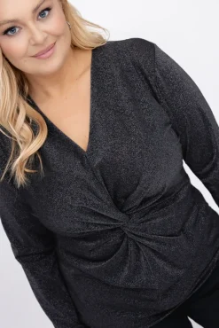 Damskie Włoski Grafitowa Bluzka błyszcząca LAGGI