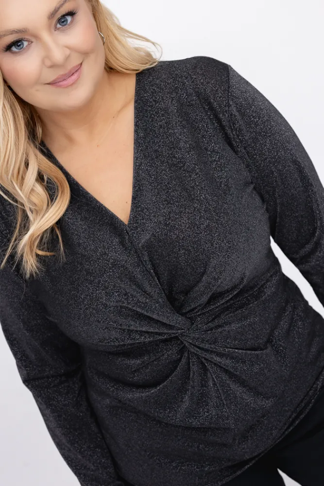 Damskie Włoski Grafitowa Bluzka błyszcząca LAGGI