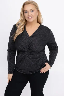 Damskie Włoski Grafitowa Bluzka błyszcząca LAGGI