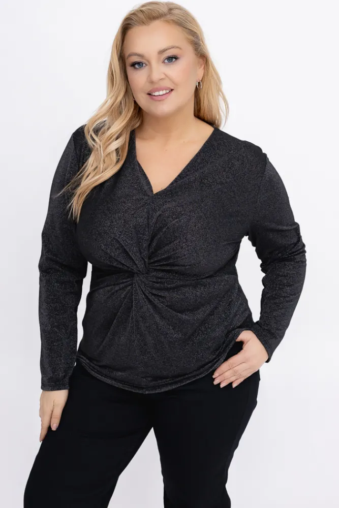 Damskie Włoski Grafitowa Bluzka błyszcząca LAGGI