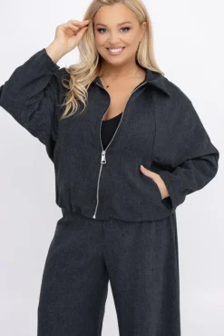 Damskie Włoski Grafitowa Kurtka VAREZI