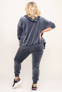 Damskie Włoski Grafitowy Komplet Dresowy welurowy KARMENIO