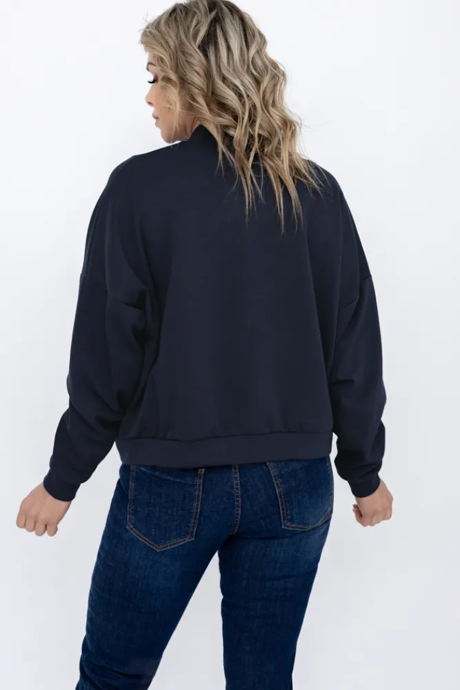 Damskie Włoski Granatowa Bluza GIRTI