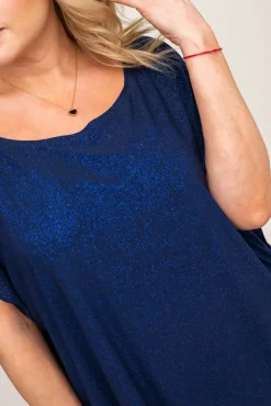 Damskie Polski Granatowa Bluzka brokatowa MALPEZA