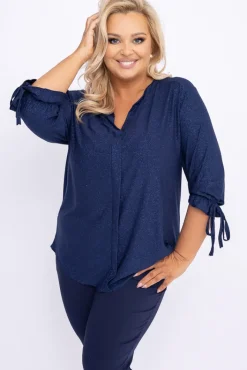 Damskie Polski Granatowa Bluzka brokatowa GELVI