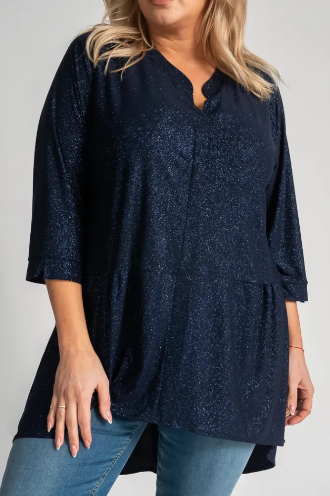 Damskie Polski Granatowa Bluzka brokatowa VERONI