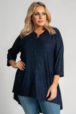 Damskie Polski Granatowa Bluzka brokatowa VERONI
