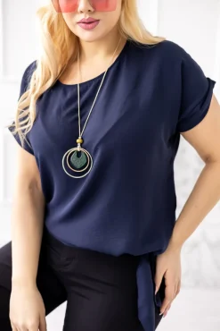 Damskie Włoski Granatowa Bluzka z wisiorkiem FAIRY