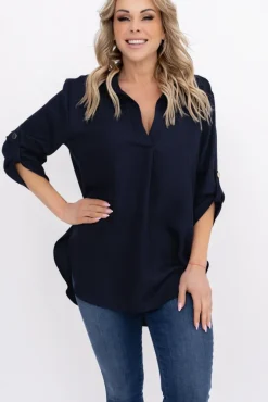 Damskie Polski Granatowa Koszula METUZINO