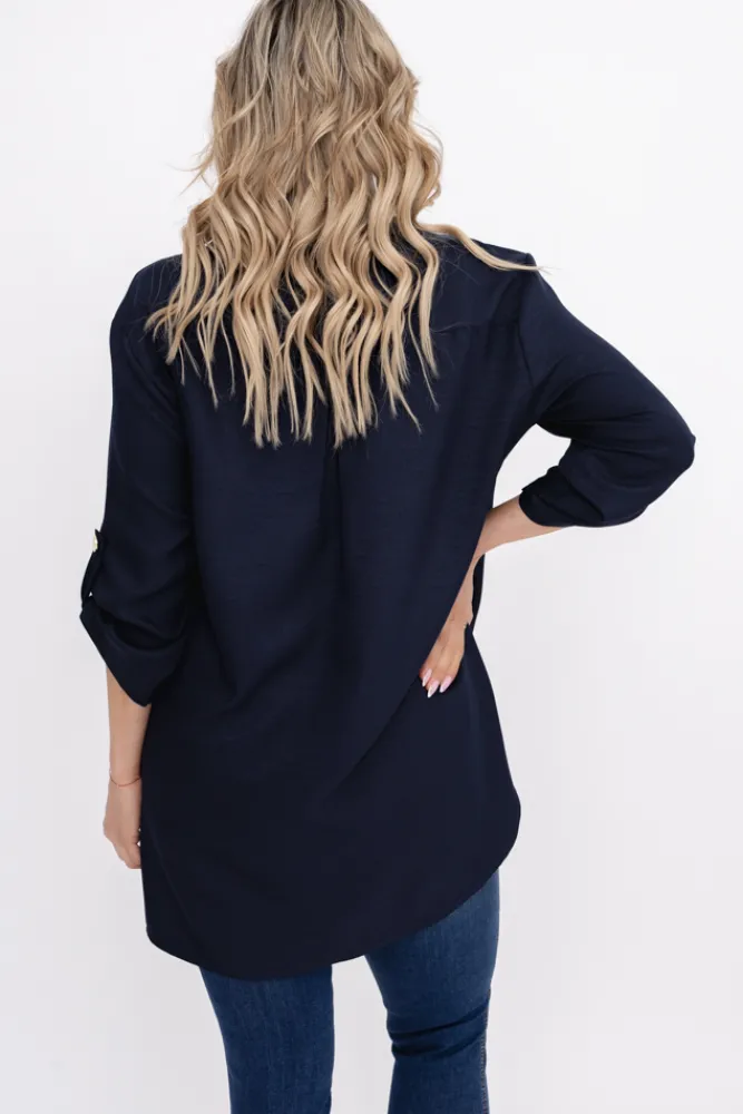 Damskie Polski Granatowa Koszula METUZINO