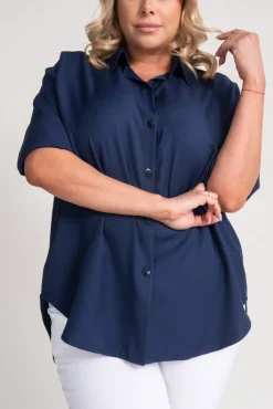 Damskie Polski Granatowa Koszula oversize DEMENO