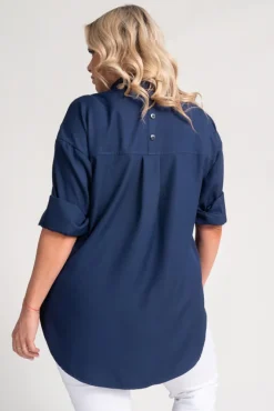 Damskie Polski Granatowa Koszula oversize DEMENO