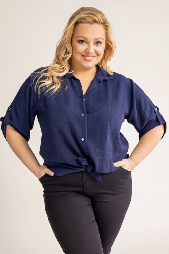 Damskie Polski Granatowa Koszula TIARO