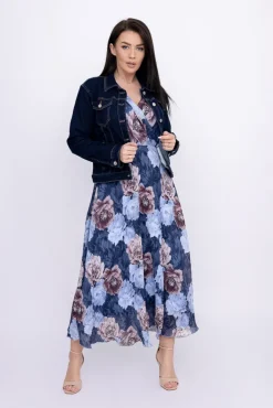 Damskie Włoski Granatowa Kurtka jeansowa GERVEN