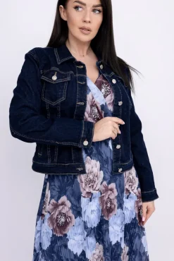 Damskie Włoski Granatowa Kurtka jeansowa GERVEN