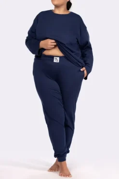 Polski Granatowa Piżama z długim spodniami HEMENY
